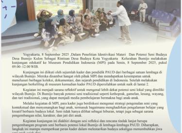 Kader PAUD Bumijo Kunjungi MPI dalam Penumbuhan Jiwa Seni Anak Usia Dini