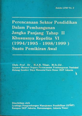 Perencanaan Sektor Pendidikan dalam pembangunan Jangka  Panjang Tahp II, 